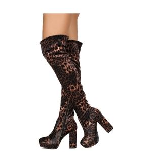 New rRe dWomen's toggle drawstring over the knee chunky heel boots